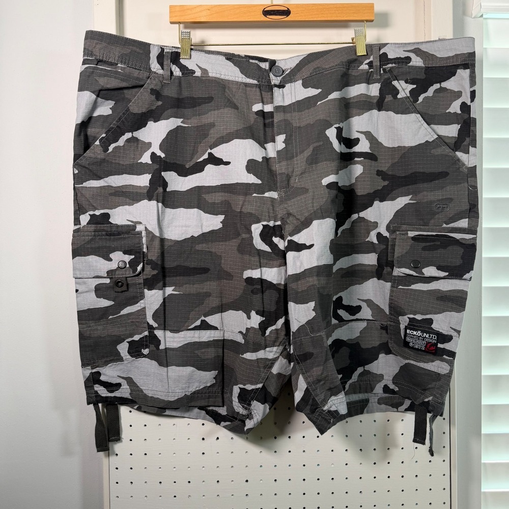 Ecko Unltd. Cargo Shorts Men's Gray Camouflage High Rise Utility Pockets - 50